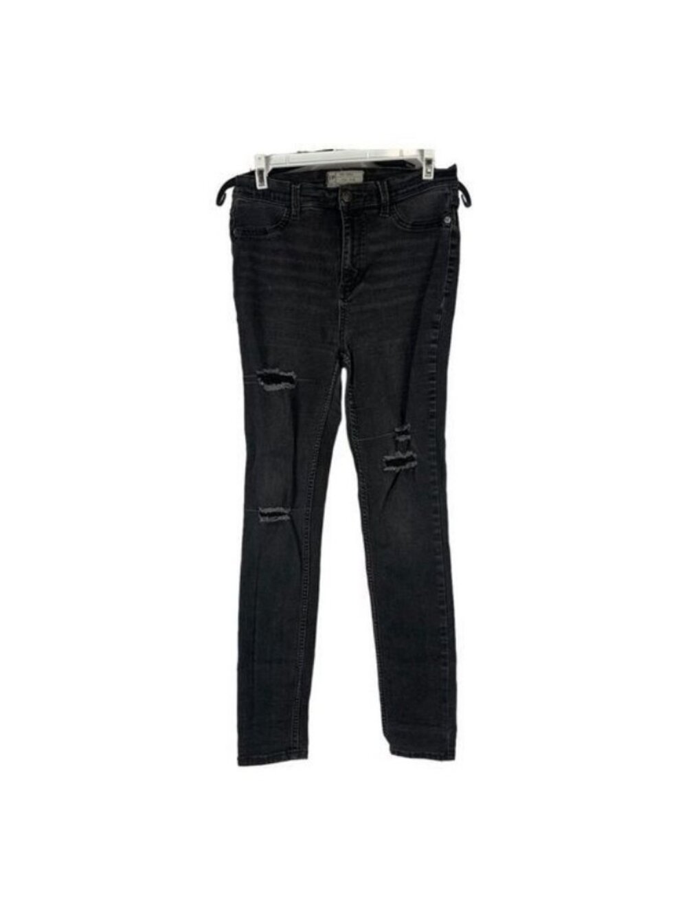 Free People High Rise Black Distressed Skinny Jeans Womens Size 29 Waist